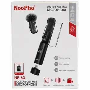 NeePho NP-63 Wireless Collar Clip Mini Microphone | 2-in-1 Type-C & iPhone Lavalier Mic for Android, iPhone, Camera & Live Streaming