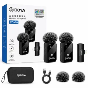 BOYA BY-V20 Wireless Microphone for Phone – Dual Mic Vlogging, Interview & Live Streaming